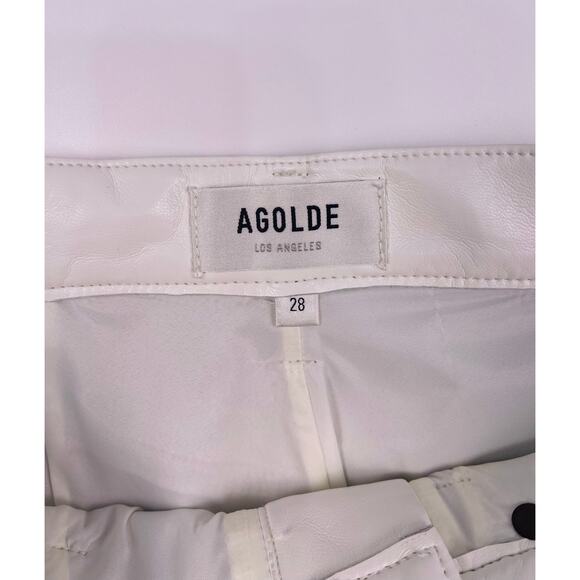 AGOLDE White Recycled Leather Straight Leg Pants Size 28 - Picture 4 of 9